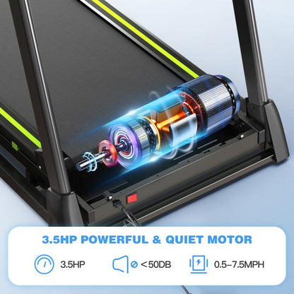 【New Arrival】Folding Treadmills with 41.37"*16.55" Running Beltd, 3.5HP Quiet Walking Pad Treadmill, 0.5-7.5Mph/1-12Kmh,330 Lbs Weight Capacity Four LED Screen Displayincline Treadmill with Handle for Home and Office,