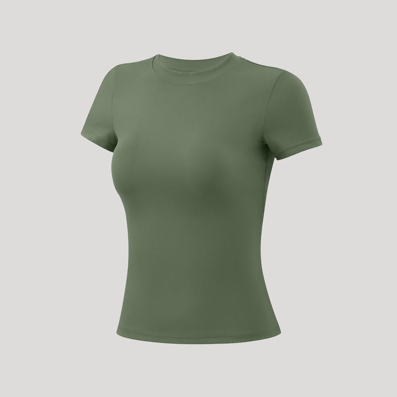 Timeoff 5-Piece Solid Sports Tee Set round Neck Slim Stretchy Ideal for Yoga Gym Workouts Women'S Athletic Wear Sporty Style Clothes Gym Shirts Workout Tops Oversized Gym Shirts Fitness Outfit