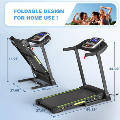 【New Arrival】Folding Treadmills with 41.37"*16.55" Running Beltd, 3.5HP Quiet Walking Pad Treadmill, 0.5-7.5Mph/1-12Kmh,330 Lbs Weight Capacity Four LED Screen Displayincline Treadmill with Handle for Home and Office,