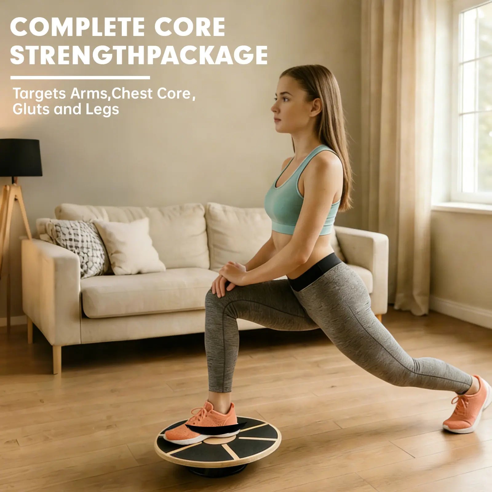 Soulyis Wooden Balance Board, Used for Core Stability Training, 360-Degree Rotation, Non-Slip, Rehabilitation Training, and Balance Training.