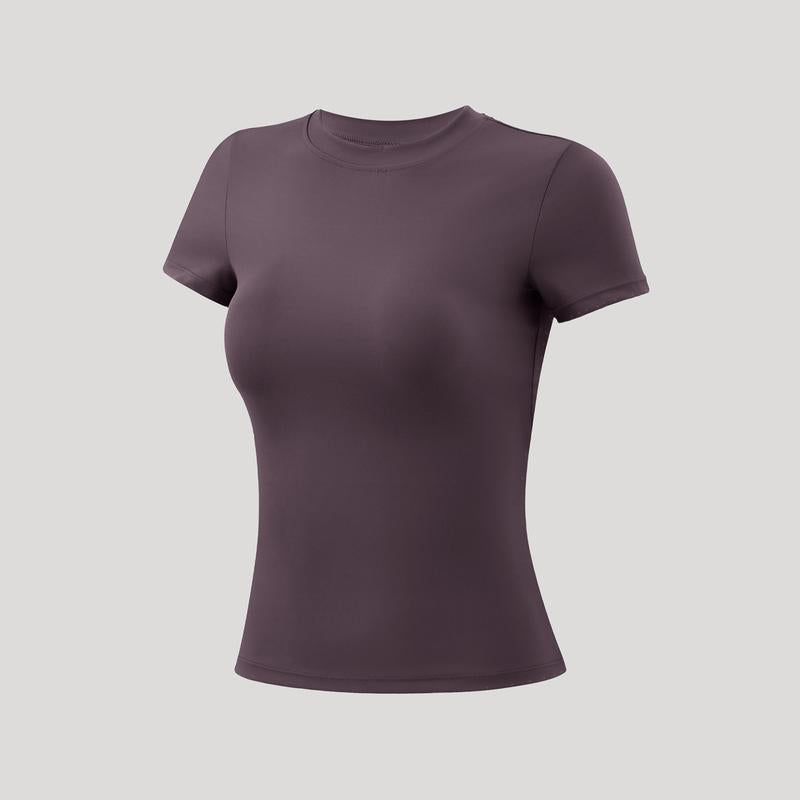 Timeoff 5-Piece Solid Sports Tee Set round Neck Slim Stretchy Ideal for Yoga Gym Workouts Women'S Athletic Wear Sporty Style Clothes Gym Shirts Workout Tops Oversized Gym Shirts Fitness Outfit