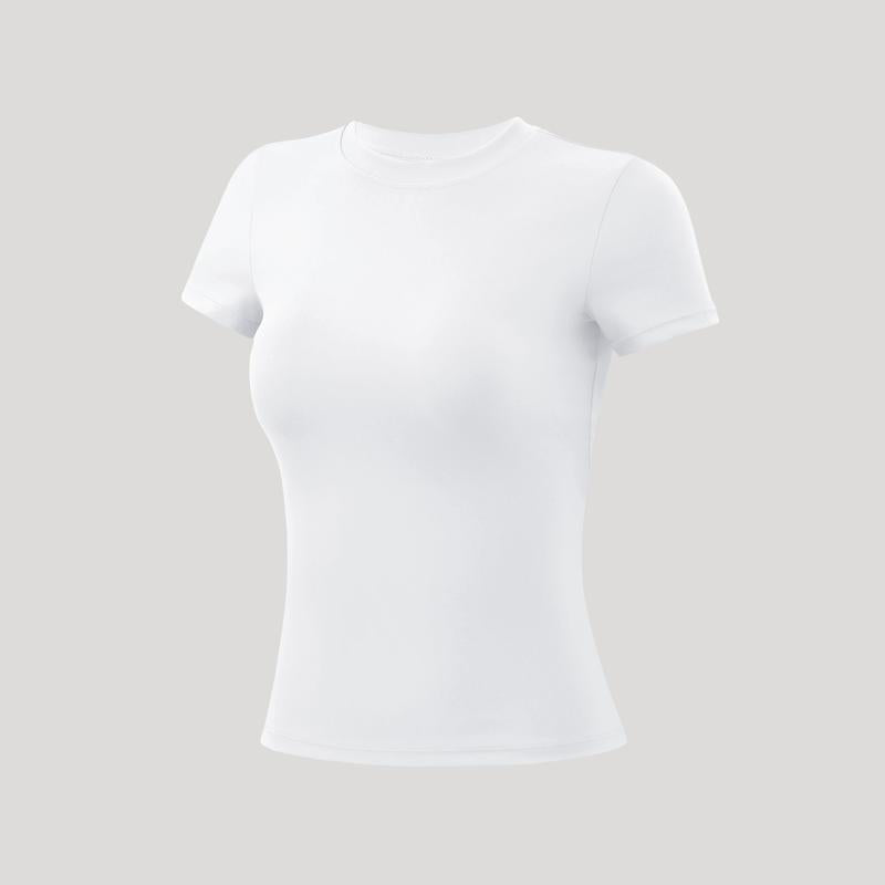 Timeoff 5-Piece Solid Sports Tee Set round Neck Slim Stretchy Ideal for Yoga Gym Workouts Women'S Athletic Wear Sporty Style Clothes Gym Shirts Workout Tops Oversized Gym Shirts Fitness Outfit