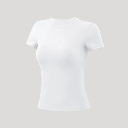 Timeoff 5-Piece Solid Sports Tee Set round Neck Slim Stretchy Ideal for Yoga Gym Workouts Women'S Athletic Wear Sporty Style Clothes Gym Shirts Workout Tops Oversized Gym Shirts Fitness Outfit