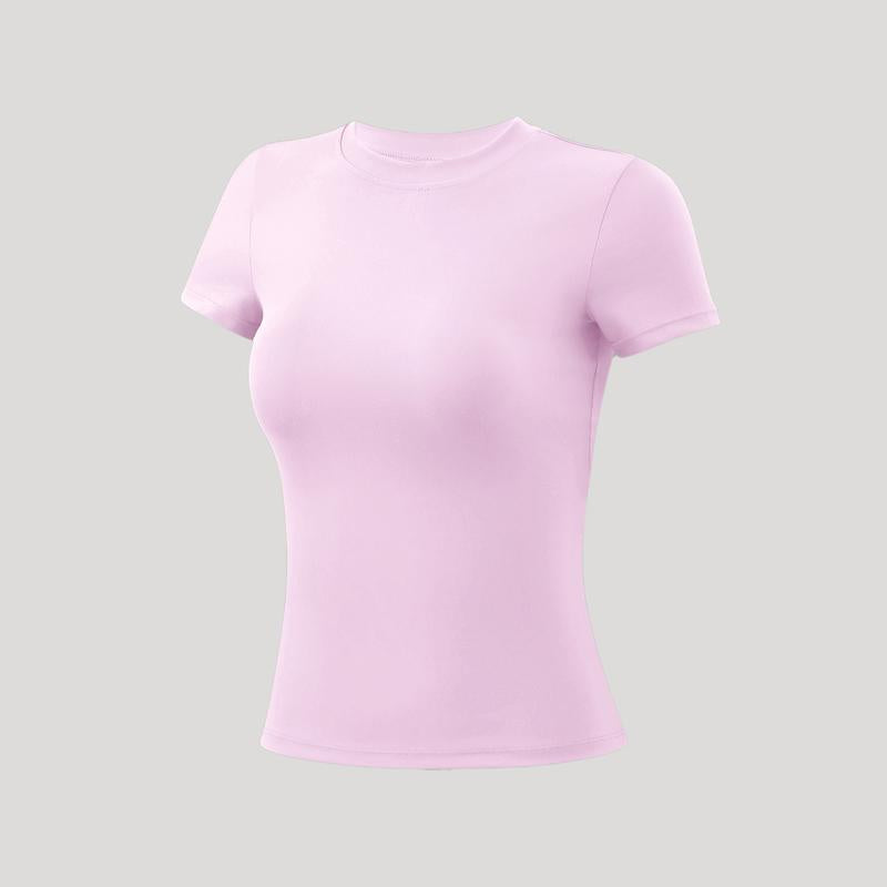 Timeoff 5-Piece Solid Sports Tee Set round Neck Slim Stretchy Ideal for Yoga Gym Workouts Women'S Athletic Wear Sporty Style Clothes Gym Shirts Workout Tops Oversized Gym Shirts Fitness Outfit