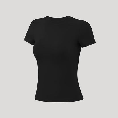 Timeoff 5-Piece Solid Sports Tee Set round Neck Slim Stretchy Ideal for Yoga Gym Workouts Women'S Athletic Wear Sporty Style Clothes Gym Shirts Workout Tops Oversized Gym Shirts Fitness Outfit