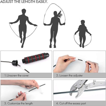 Adjustable Skipping Rope with Ball Bearing Durable Fitness Equipment for Women Men Teens Home Gym Workout