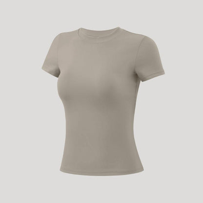 Timeoff 5-Piece Solid Sports Tee Set round Neck Slim Stretchy Ideal for Yoga Gym Workouts Women'S Athletic Wear Sporty Style Clothes Gym Shirts Workout Tops Oversized Gym Shirts Fitness Outfit